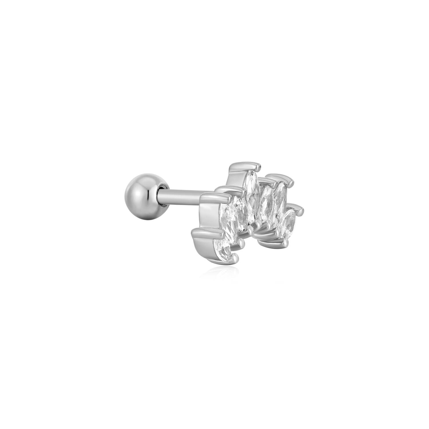  Ear Edit - Boucles d'oreilles à puces - Argent / Rhodié - Zircone